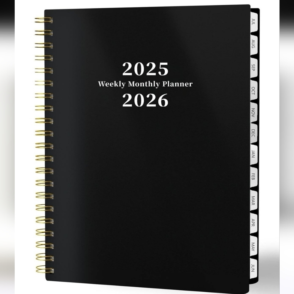 Black 2025-2026 Weekly Monthly Planner